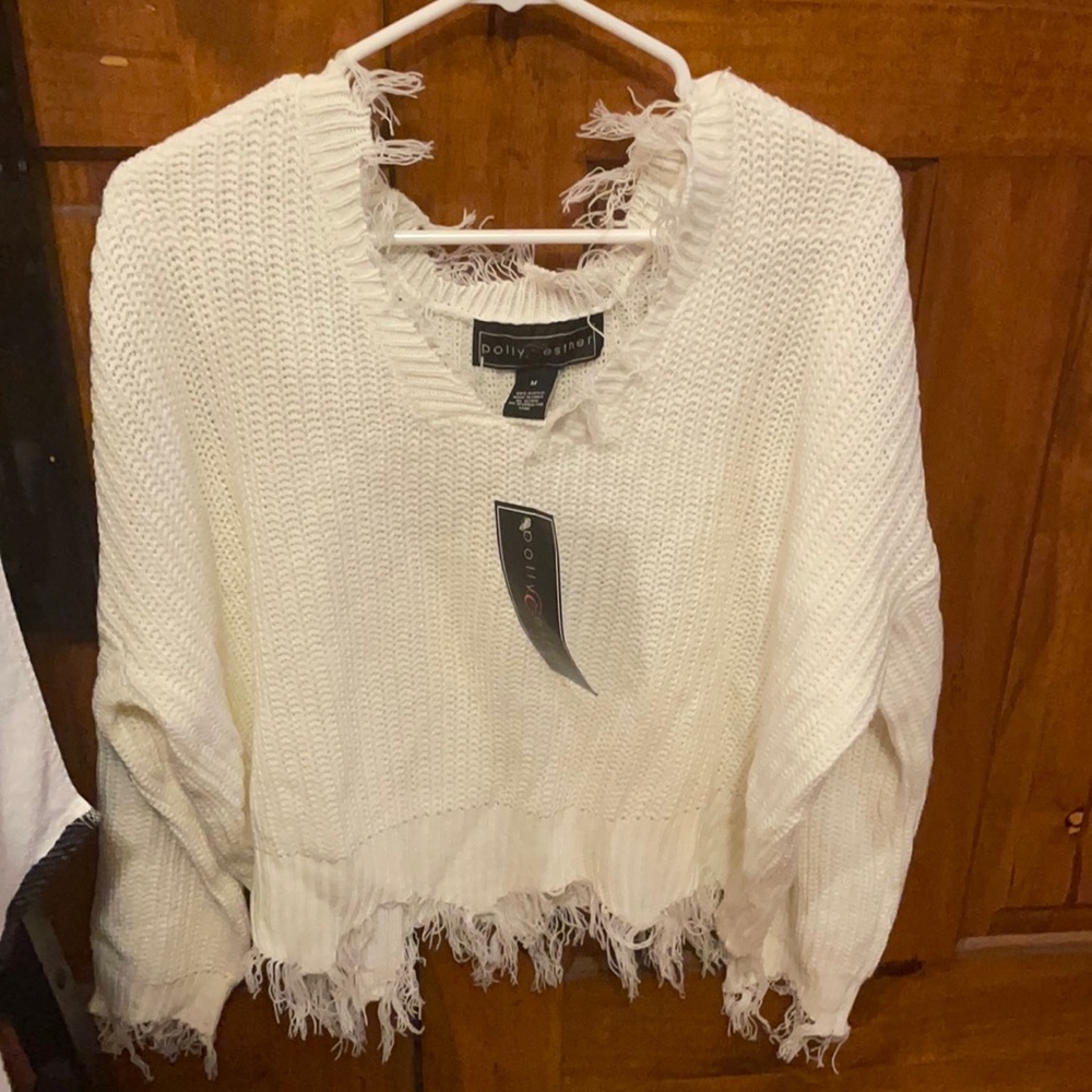Ribbed fringe sweater